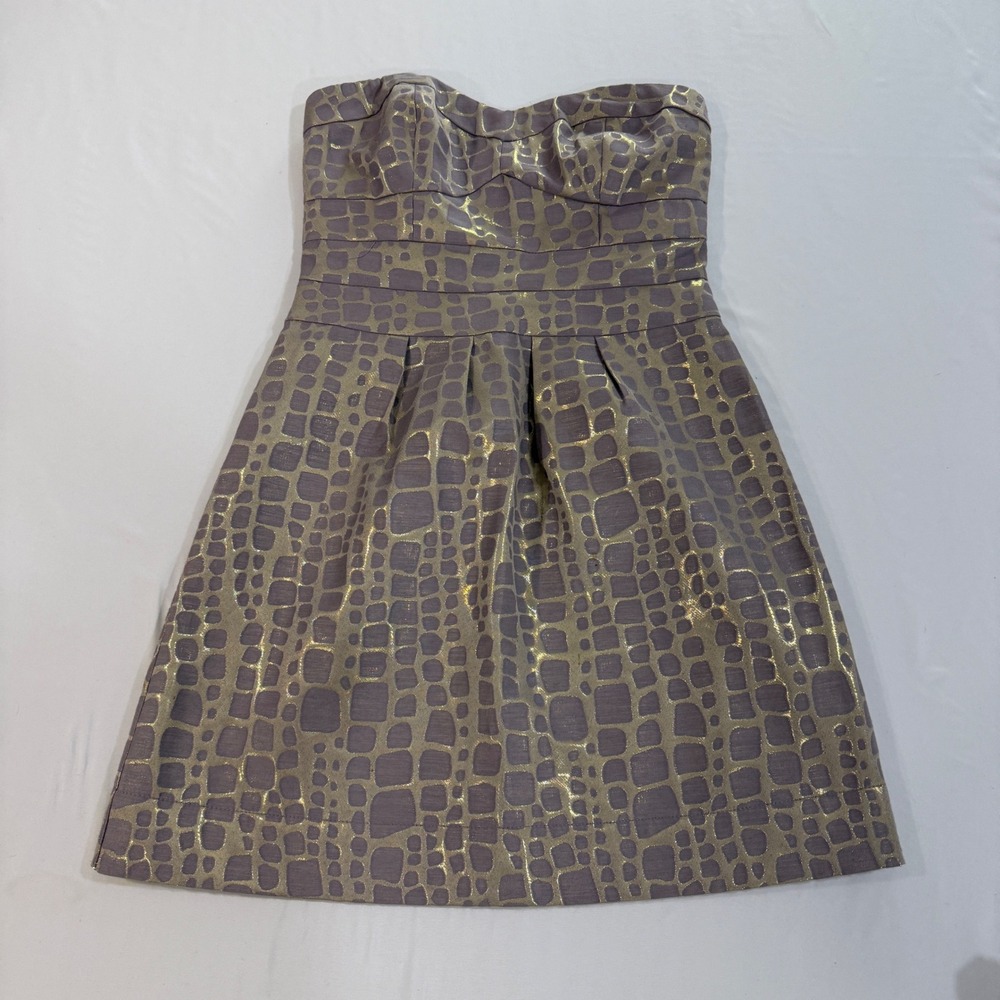 American Eagle Outfitters Metallic Gold Crocodile Mini Dress Women Size 2 Purple